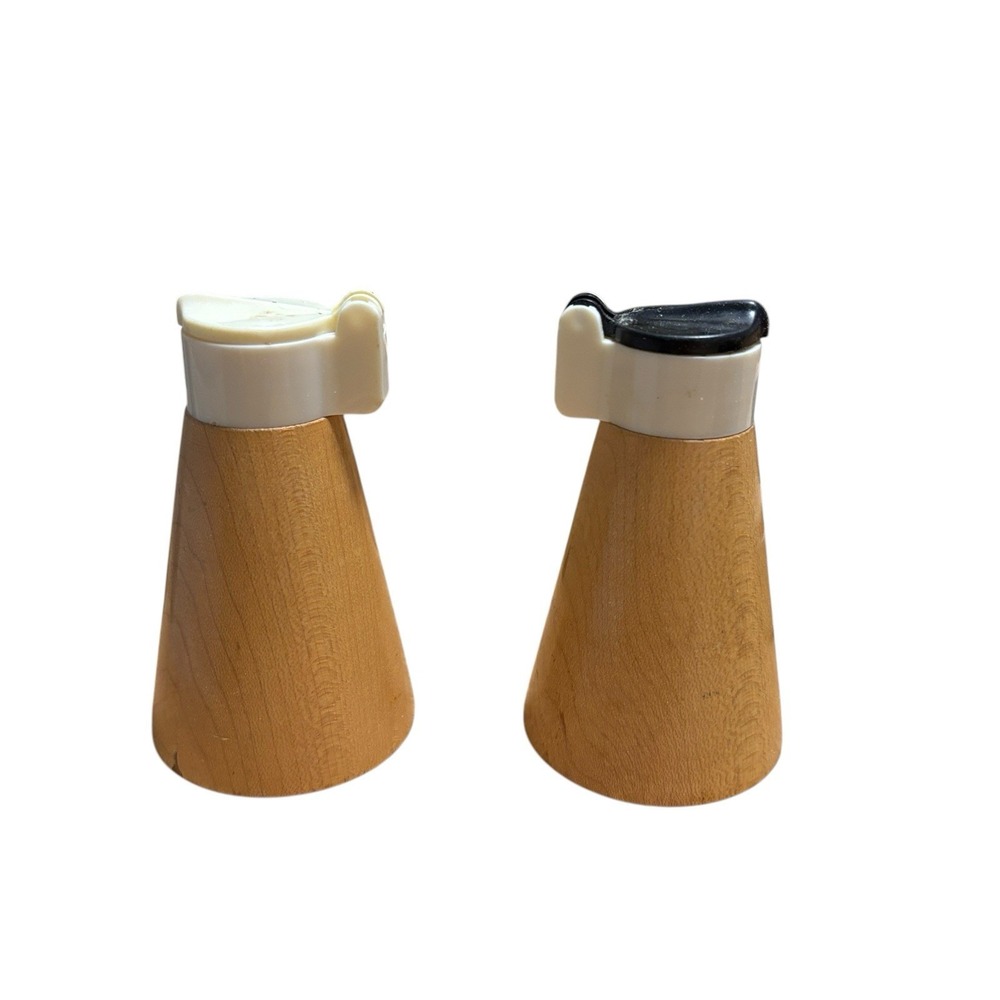 Vintage Rocket Wooden Flip Top Salt and Pepper Shakers